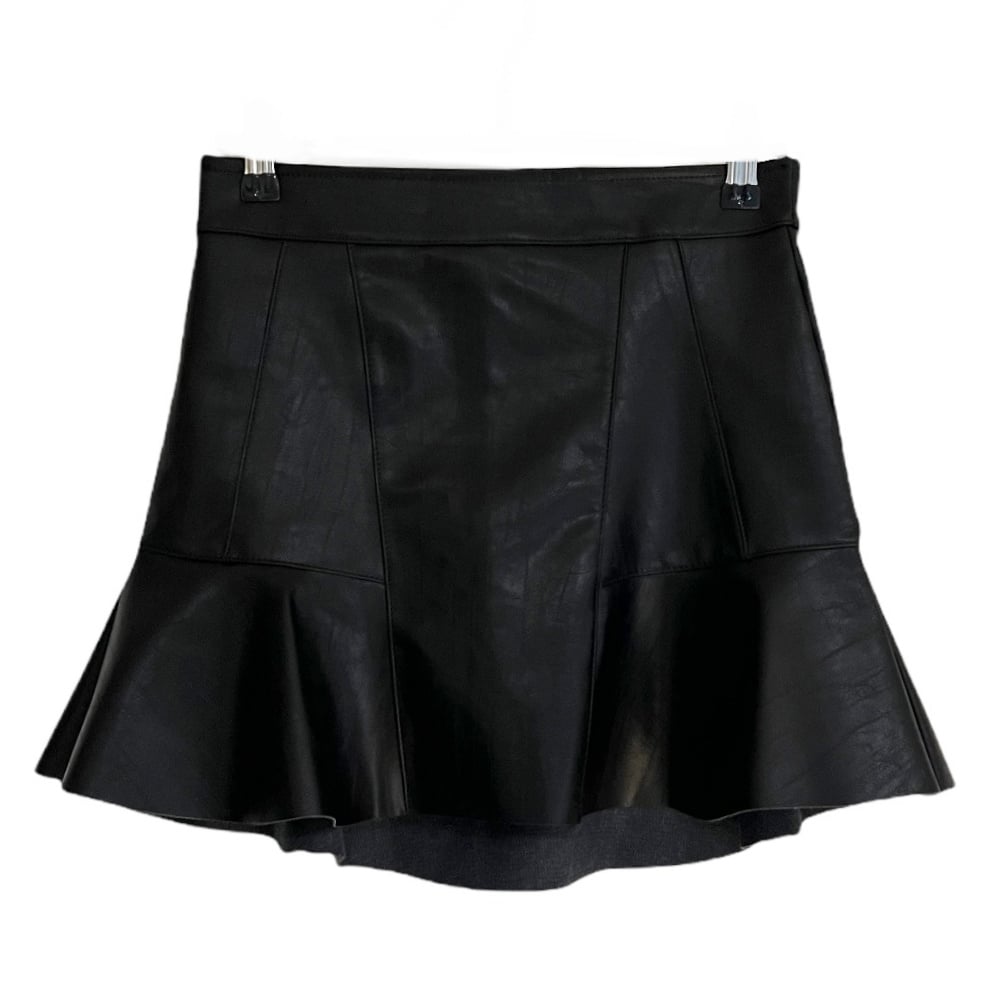 Faux Leather Flared Hem Mini Skirt Original Kpop 1216142 K Pop style LEWKIN