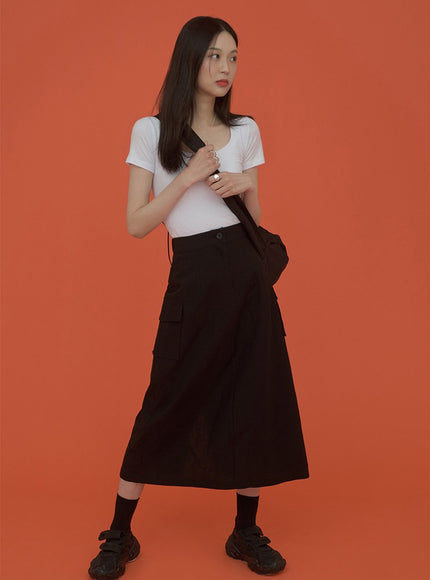 Square Neck Slim Fit Short Sleeve T Shirt CM5