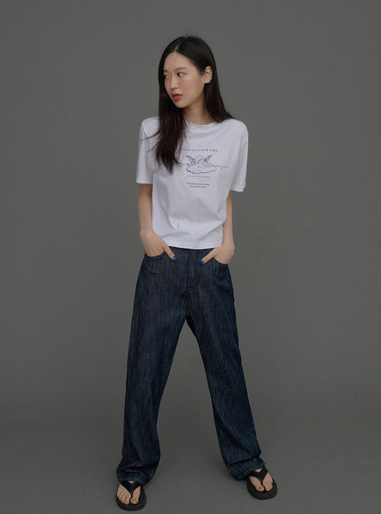 Indigo Wide Leg Jeans CCA15