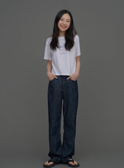 Indigo Wide Leg Jeans CCA15