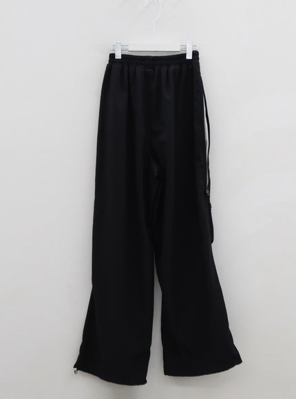 Unique Side Zipper Detailing Wide Bending Pants IS07