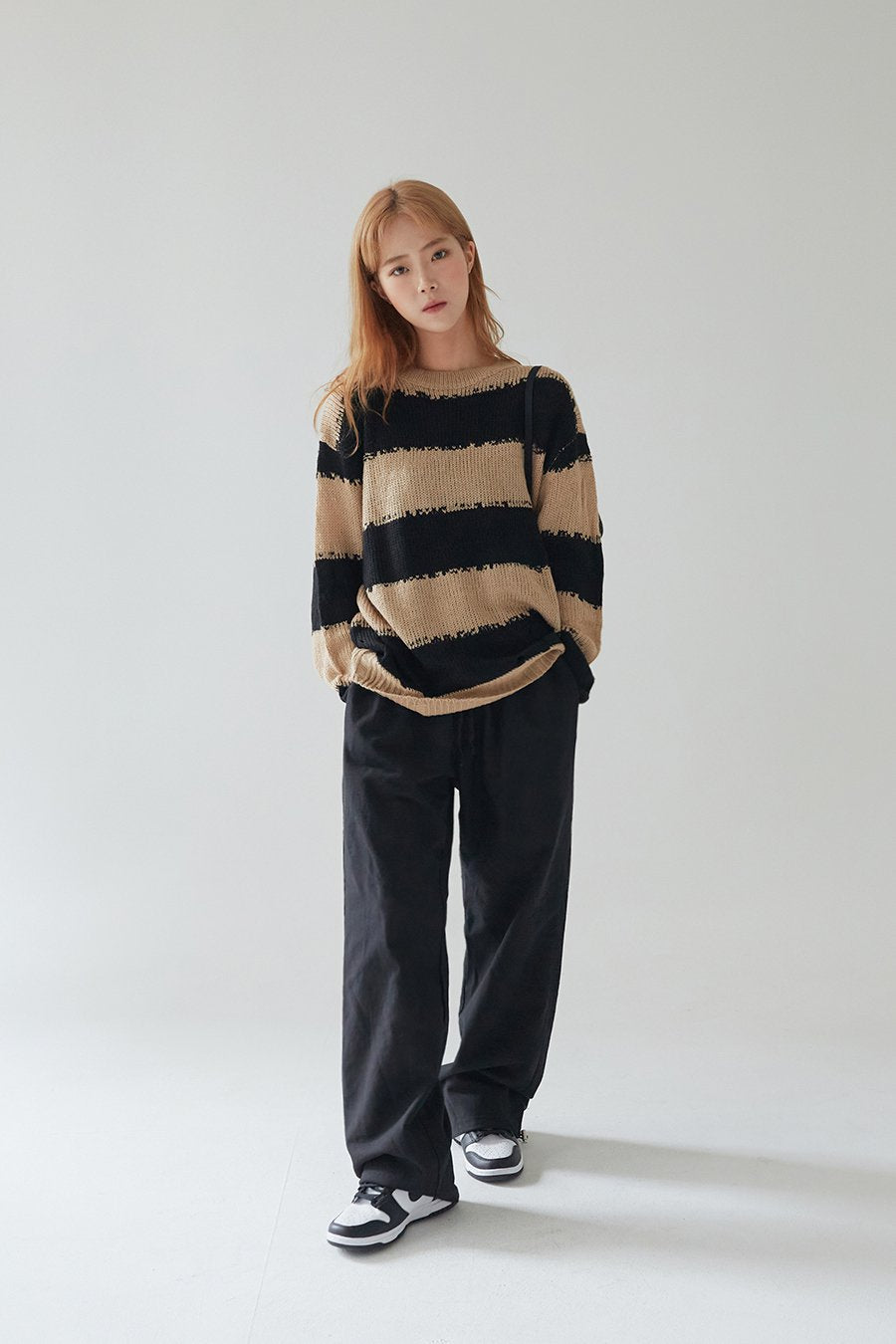 Stripped Distressed Knit Sweater F17