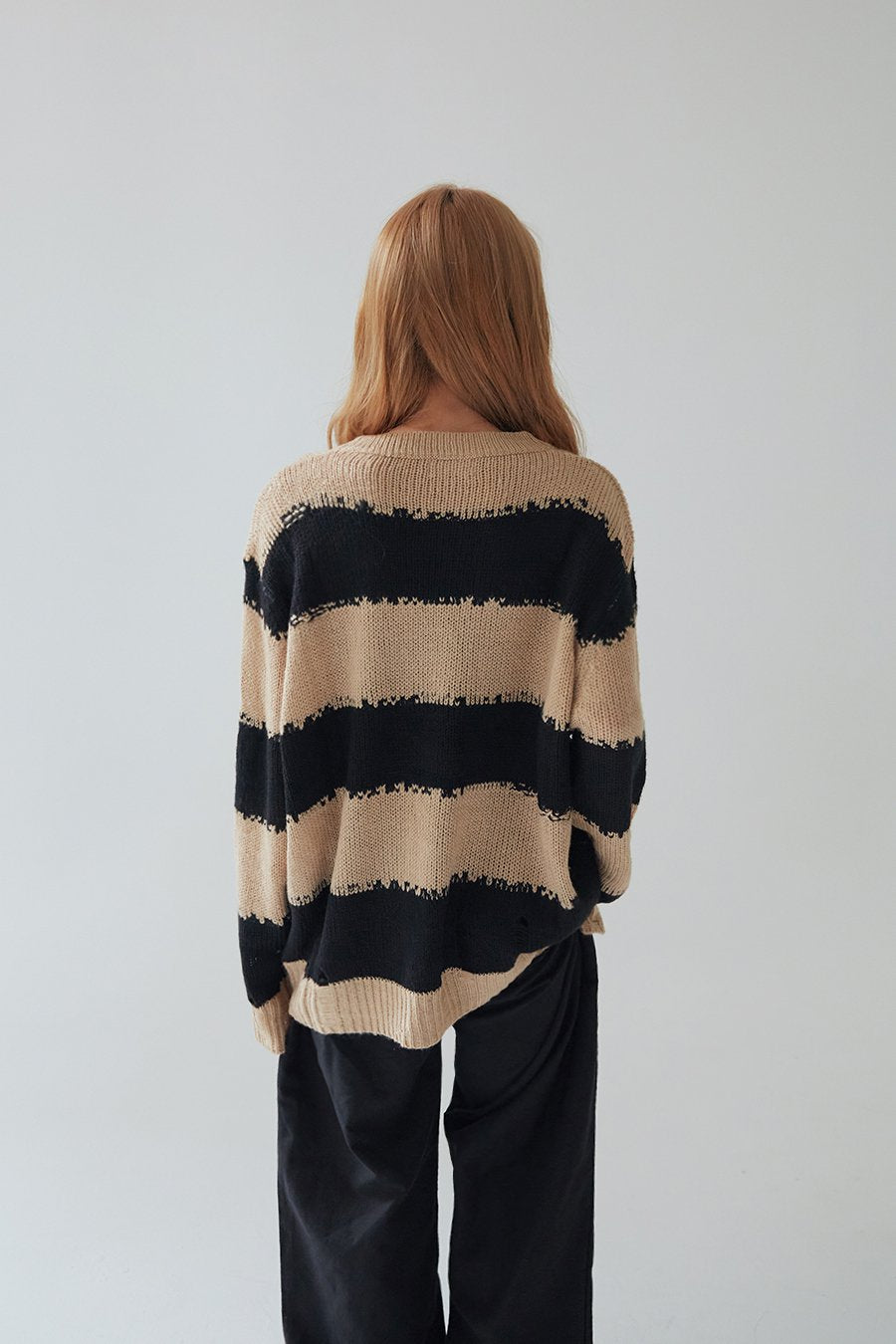 Stripped Distressed Knit Sweater F17