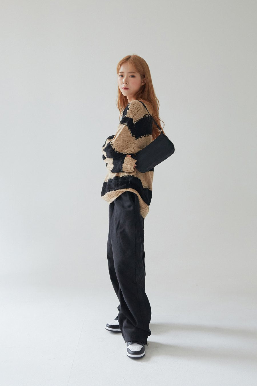 Stripped Distressed Knit Sweater F17