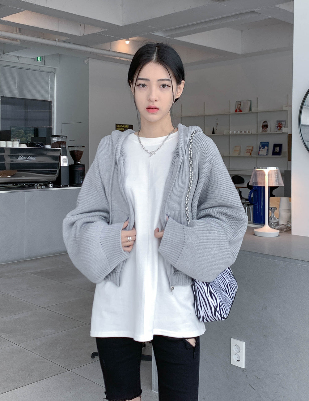 Hooded Zipper Knit Jacket CN17