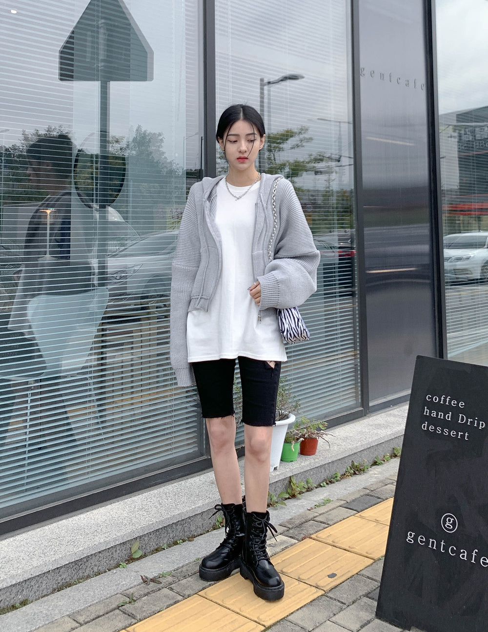 Hooded Zipper Knit Jacket CN17