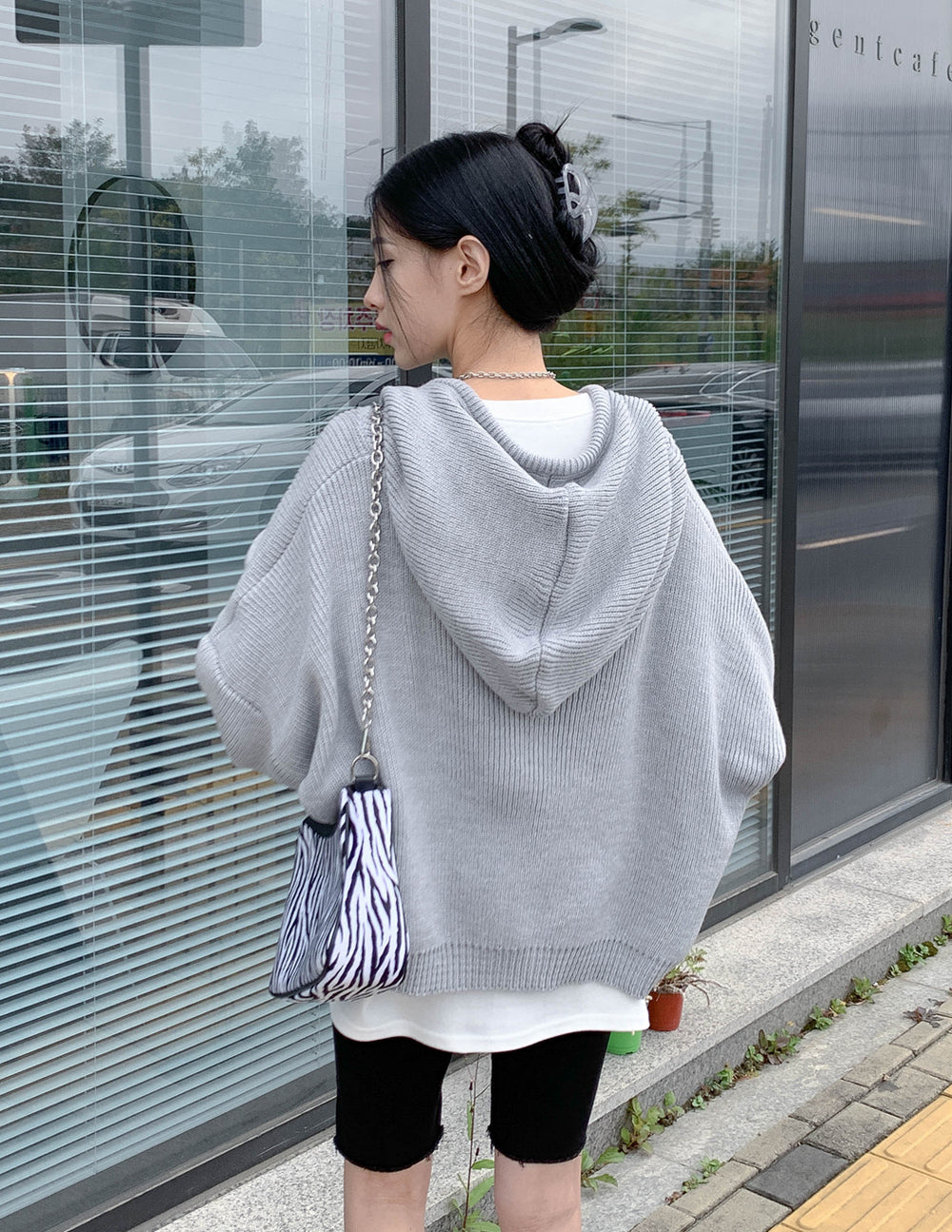 Hooded Zipper Knit Jacket CN17