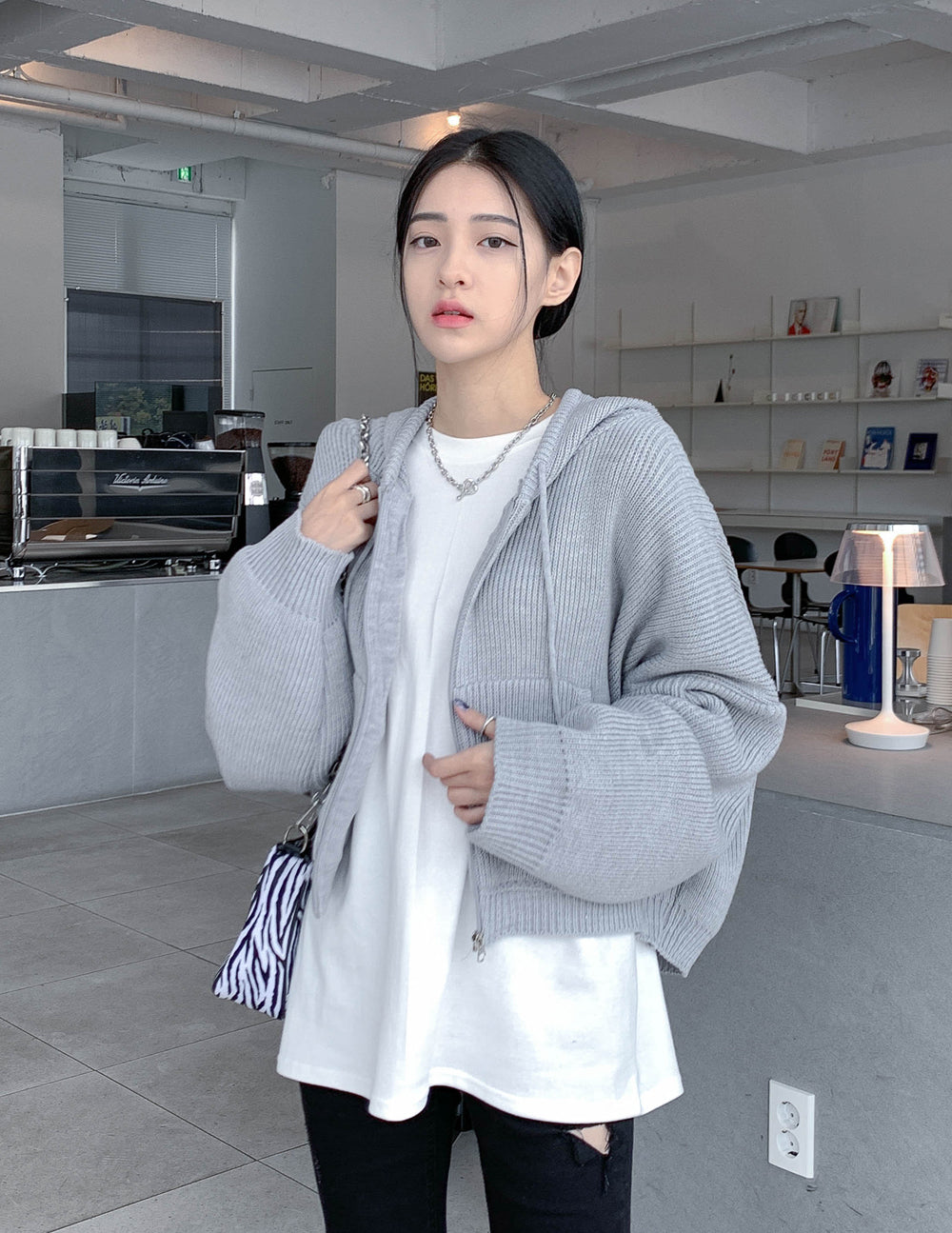 Hooded Zipper Knit Jacket CN17