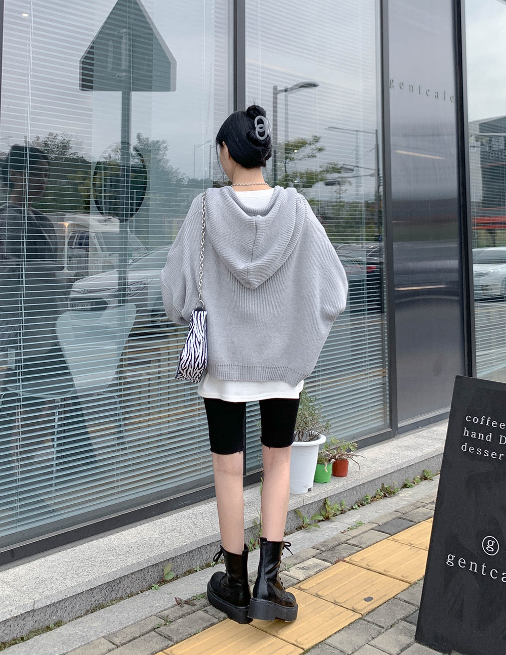 Hooded Zipper Knit Jacket CN17