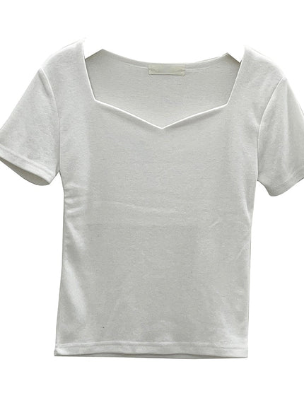 Heart Neck Short Sleeve T Shirt U1502