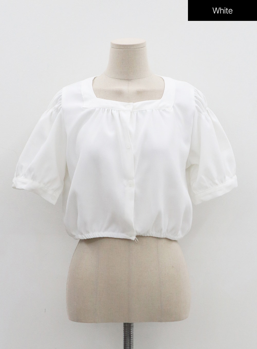 Square Neck Short Puffy Sleeve Crop Blouse ON01