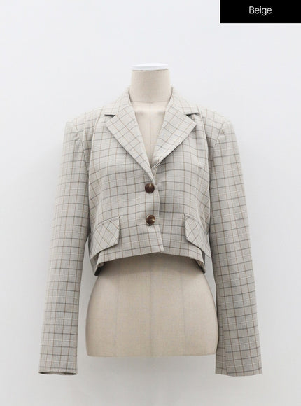 Cropped Plaid Jacket OM327
