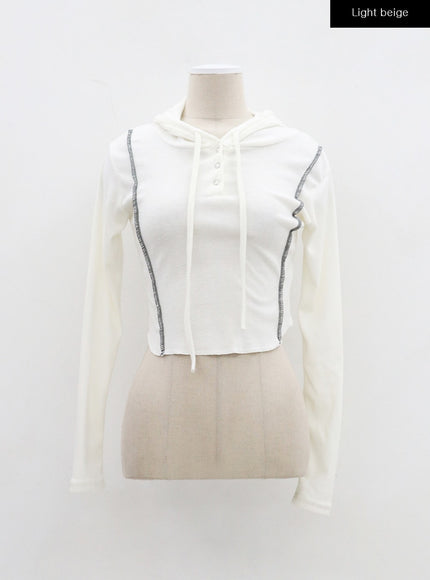Stripe Detail Cropped Hoodie Top BJ319