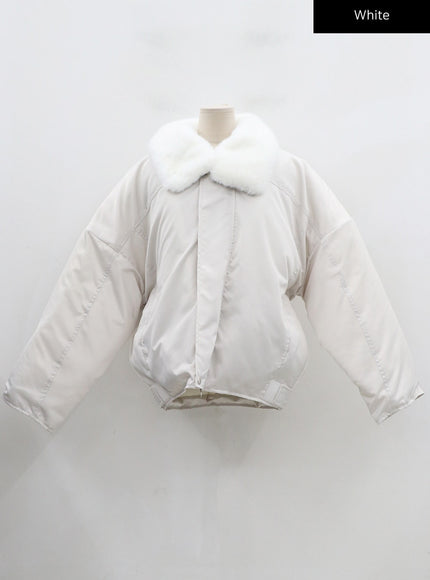 Faux Collar Puffer Jacket Unisex CN23