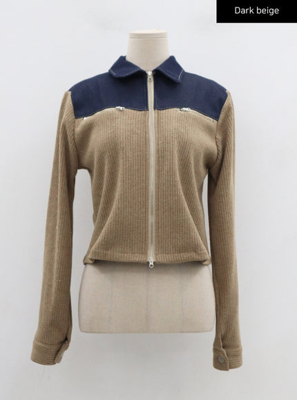 Denim Knit Zipper Jacket CN30