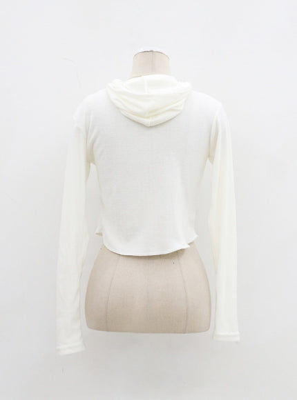 Stripe Detail Cropped Hoodie Top BJ319