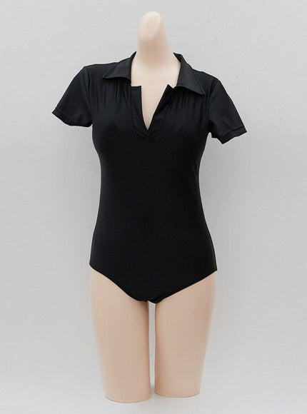 Surfer Collared One Piece Swimsuit IJ13