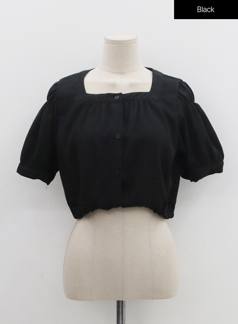 Square Neck Short Puffy Sleeve Crop Blouse ON01