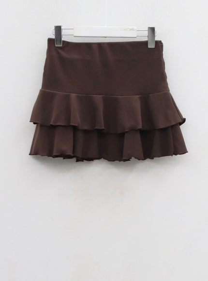 Front Tie Cardigan And Wavy Mini Skirt Set CN24