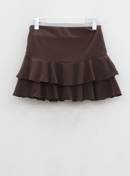 Front Tie Cardigan And Wavy Mini Skirt Set CN24