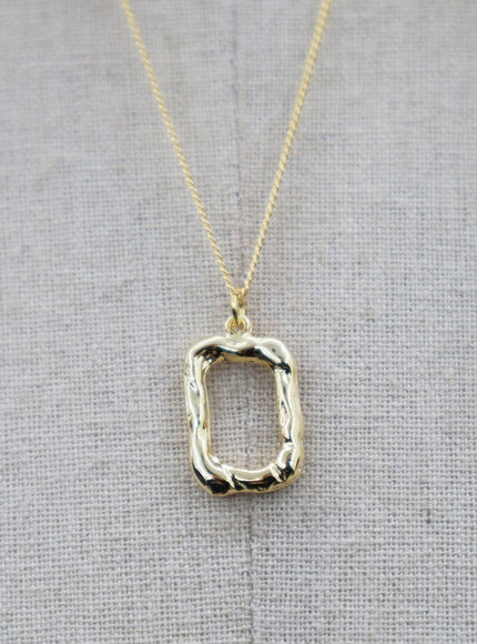 Two-Layer Chain and Square Pendant Necklace OO24