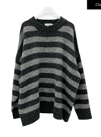 Stripped Loose Fit Knit Sweater J18