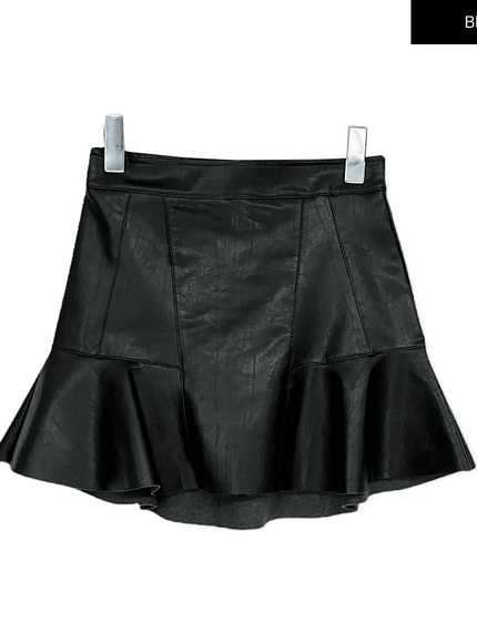 Faux Leather Flared Mini Skirt