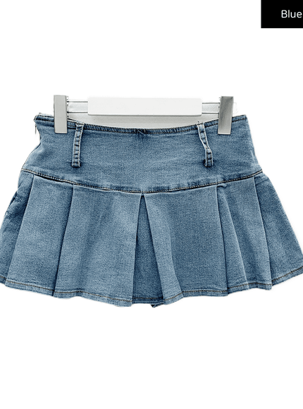 Pleated denim skirt images shop