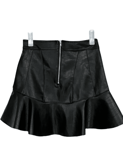 Faux Leather Flared Mini Skirt