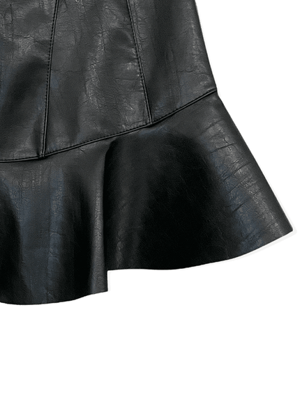Faux Leather Flared Mini Skirt